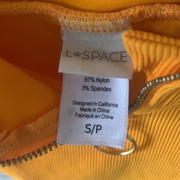 L*space Riding High yellow ribbed high waist bitsy cut swim bottoms size small - Picture 4 of 6